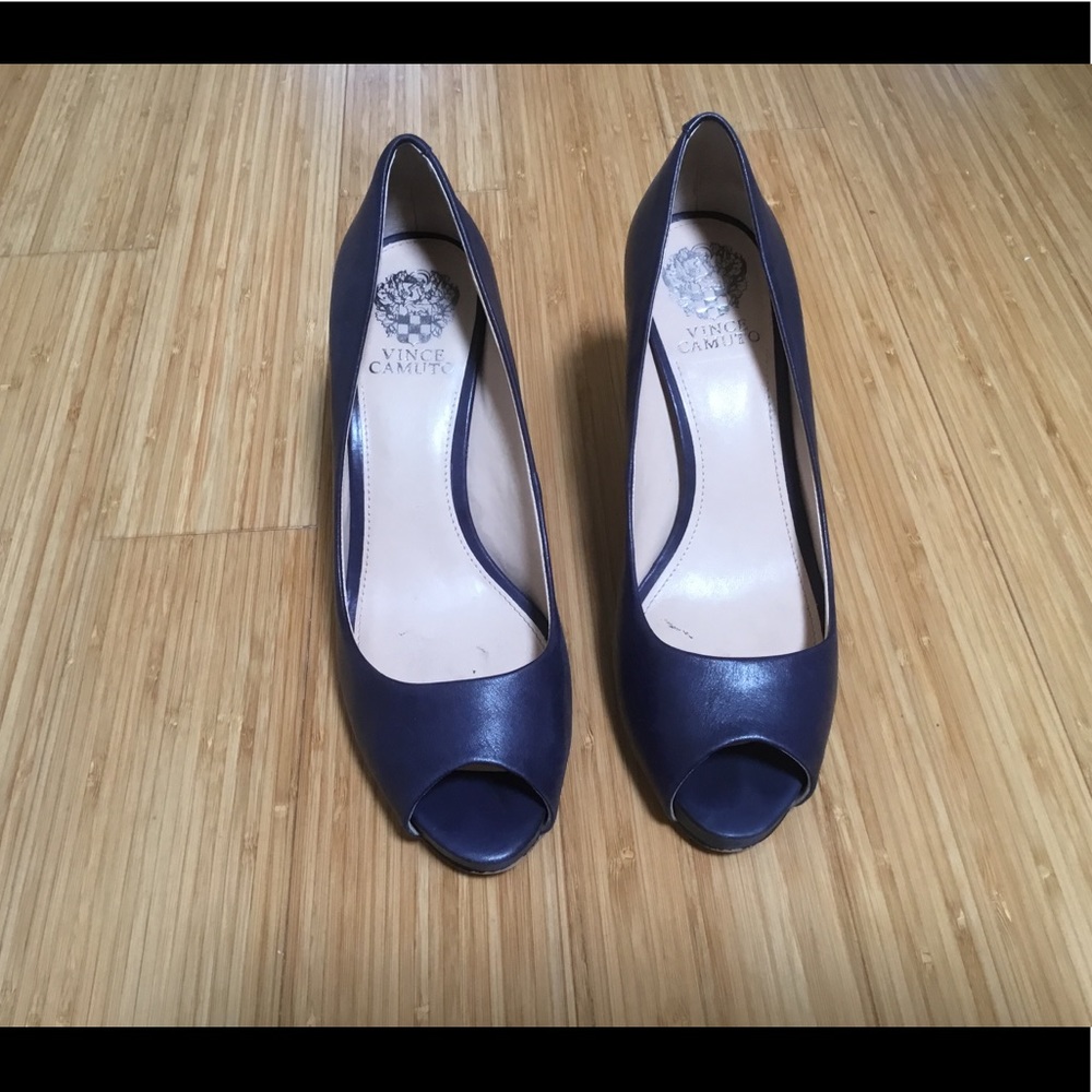 Vince Camuto Leather Navy Heels
